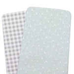 Provincial 2pk Jersey Co Sleeper/Bedside Sleeper Fitted Sheets - Olive/Taupe - Bubba Blue Australia