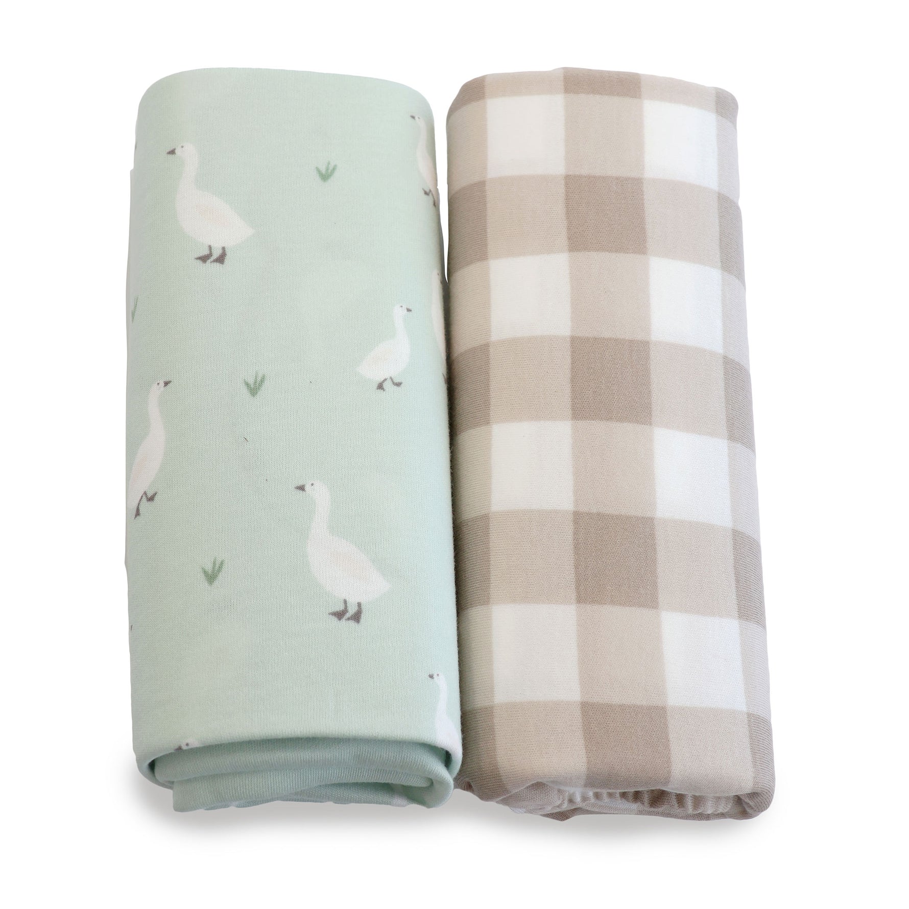 Provincial 2pk Jersey Co Sleeper/Bedside Sleeper Fitted Sheets - Olive/Taupe - Bubba Blue Australia