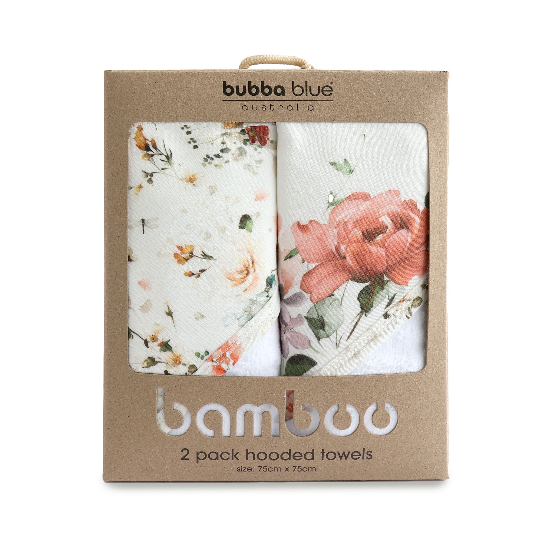 Peonies Bamboo 2pk Hooded Towels - Bubba Blue Australia