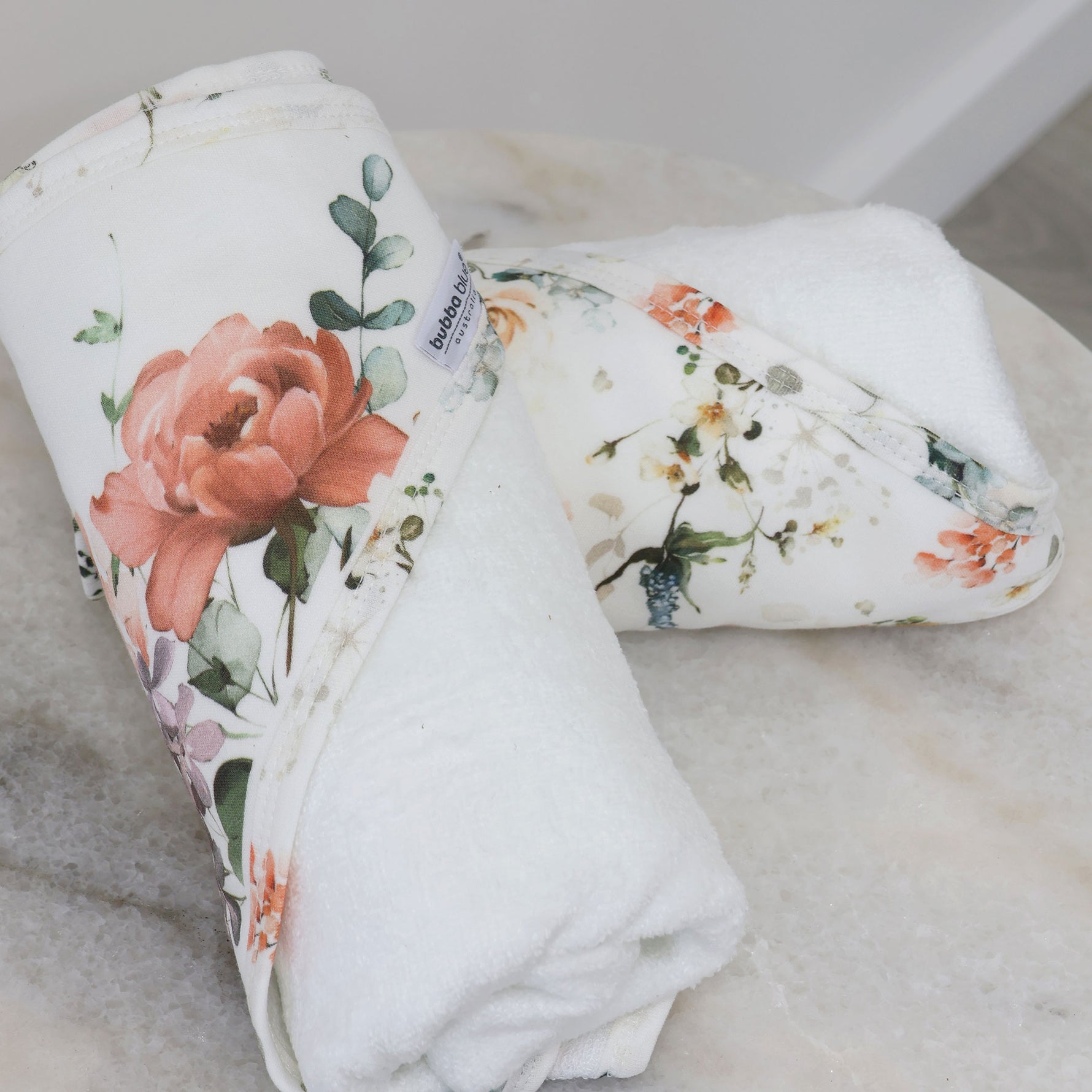 Peonies Bamboo 2pk Hooded Towels - Bubba Blue Australia