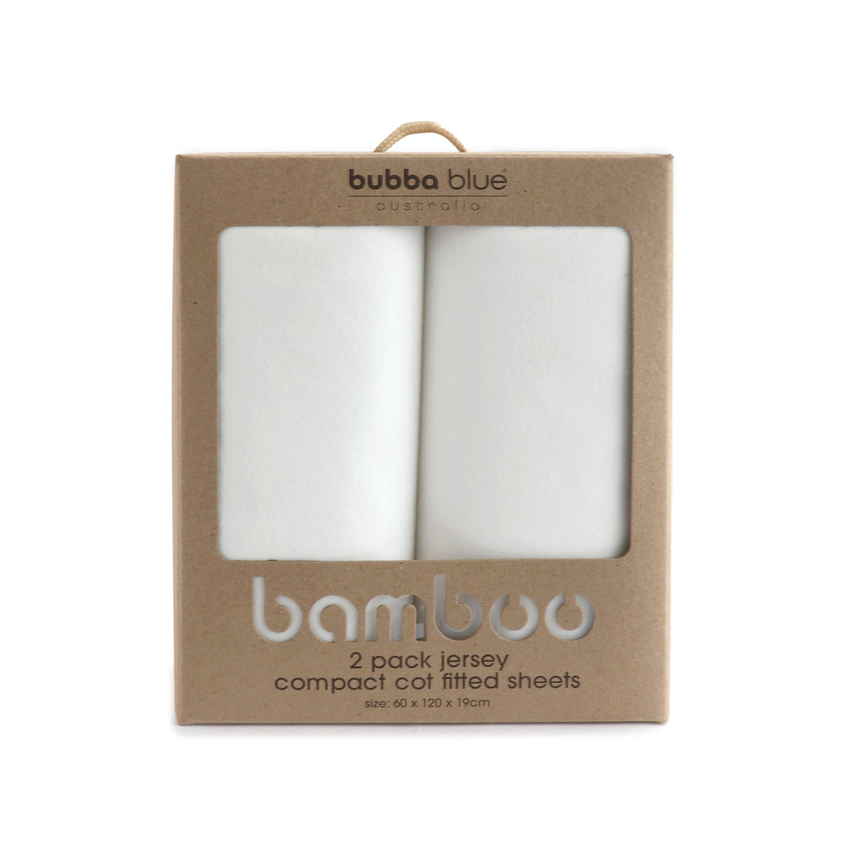 Bamboo White 2pk Compact Cot Jersey Fitted Sheets - Bubba Blue Australia