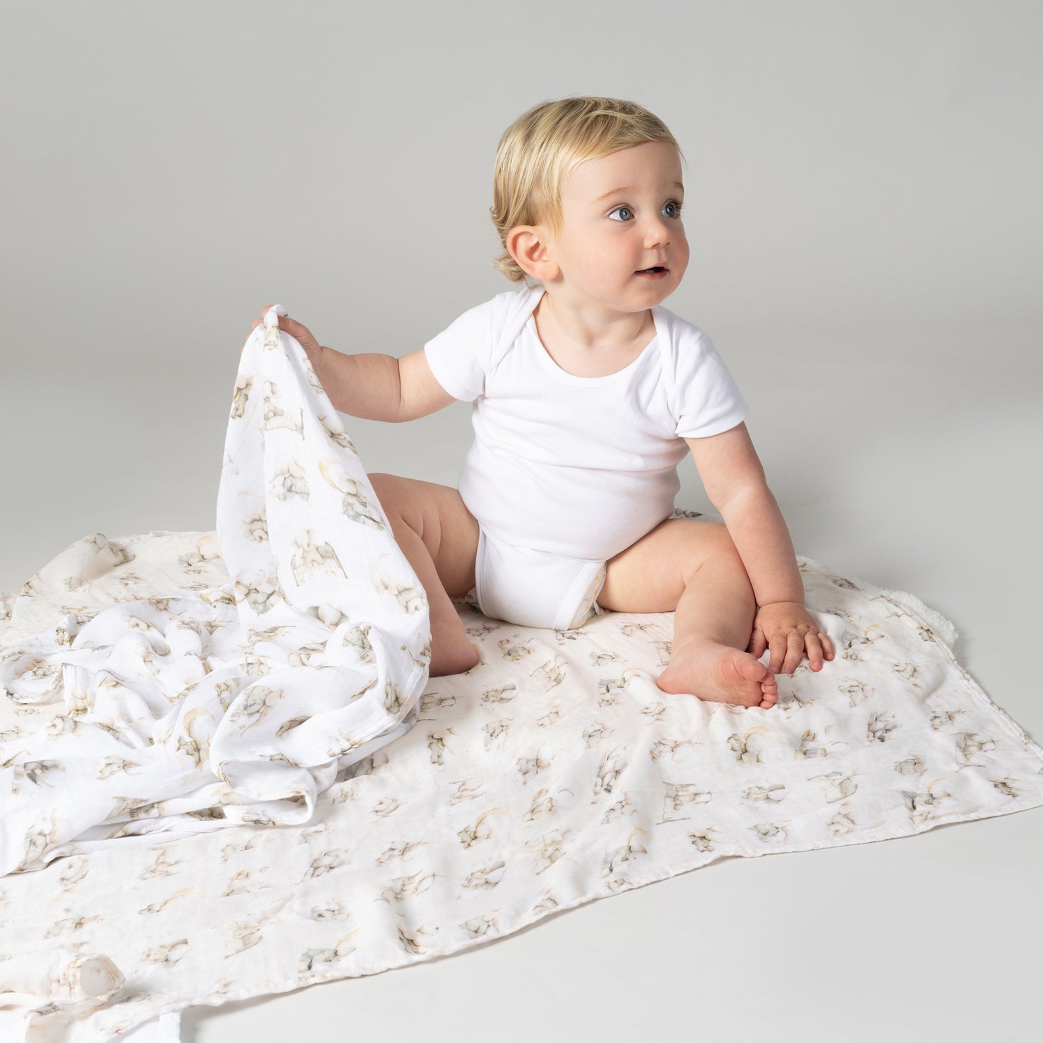 Elephant Bedtime 3pk Muslin Wraps - Bubba Blue Australia