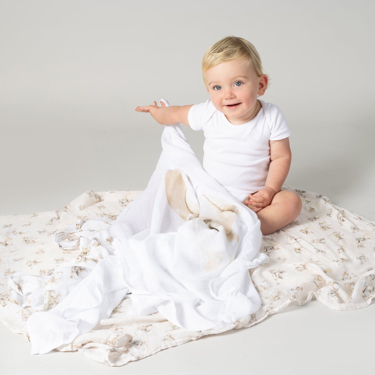 Elephant Bedtime 3pk Muslin Wraps - Bubba Blue Australia