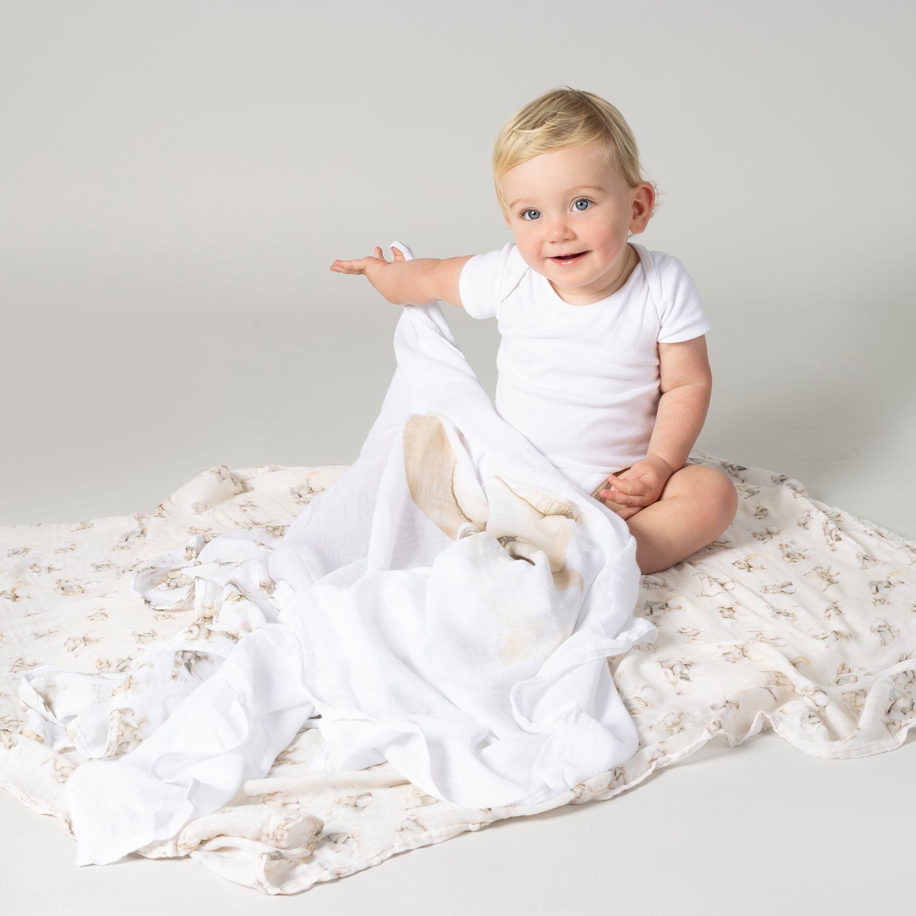 Elephant Bedtime 3pk Muslin Wraps - Bubba Blue Australia