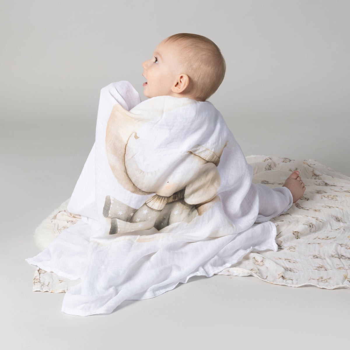 Elephant Bedtime 3pk Muslin Wraps - Bubba Blue Australia