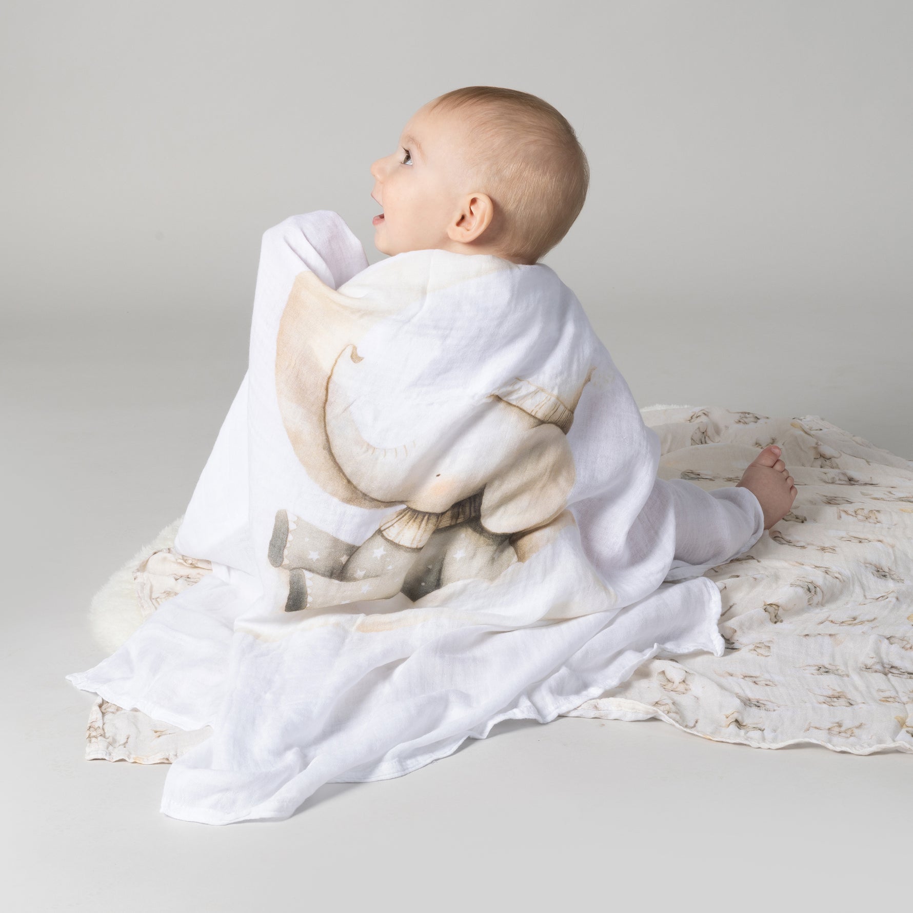 Elephant Bedtime 3pk Muslin Wraps - Bubba Blue Australia