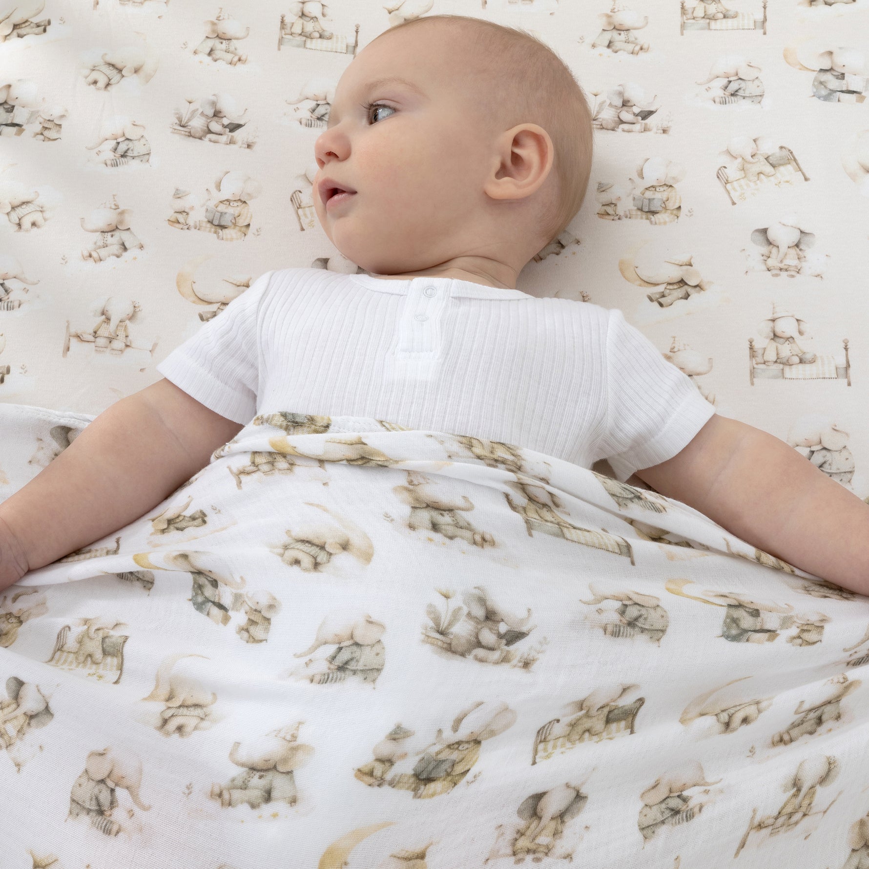 Elephant Bedtime 3pk Muslin Wraps - Bubba Blue Australia