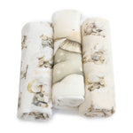 Elephant Bedtime 3pk Muslin Wraps - Bubba Blue Australia