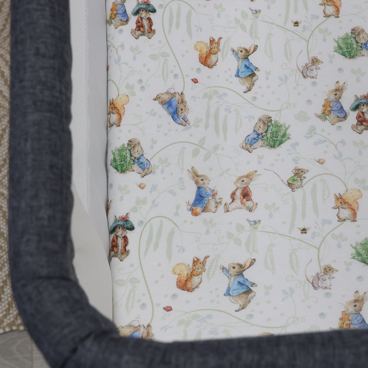 Peter Rabbit & Benjamin Bunny Co Sleeper/Bedside Sleeper Fitted Sheet - Bubba Blue Australia