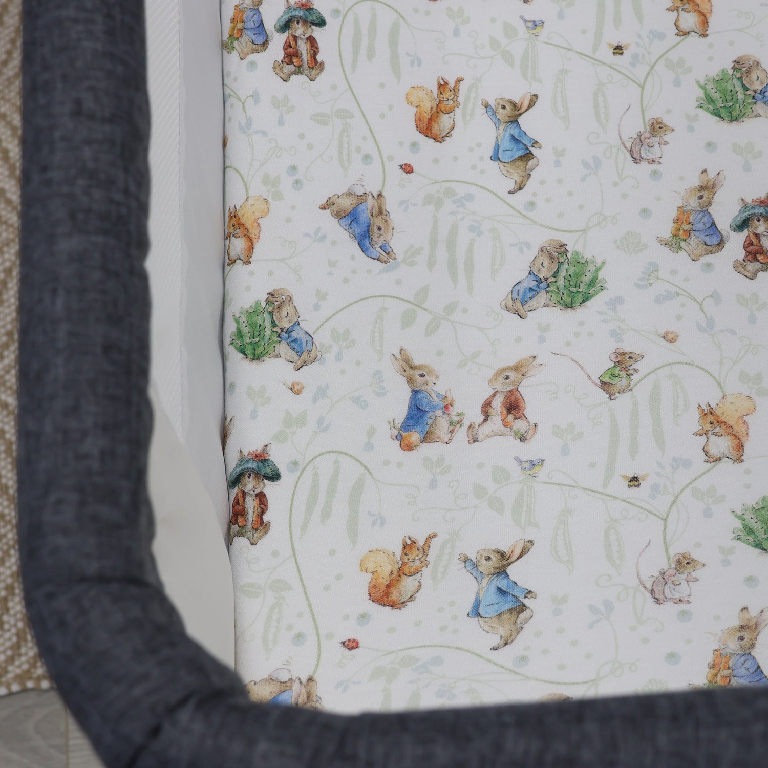 Peter Rabbit & Benjamin Bunny Co Sleeper/Bedside Sleeper Fitted Sheet - Bubba Blue Australia