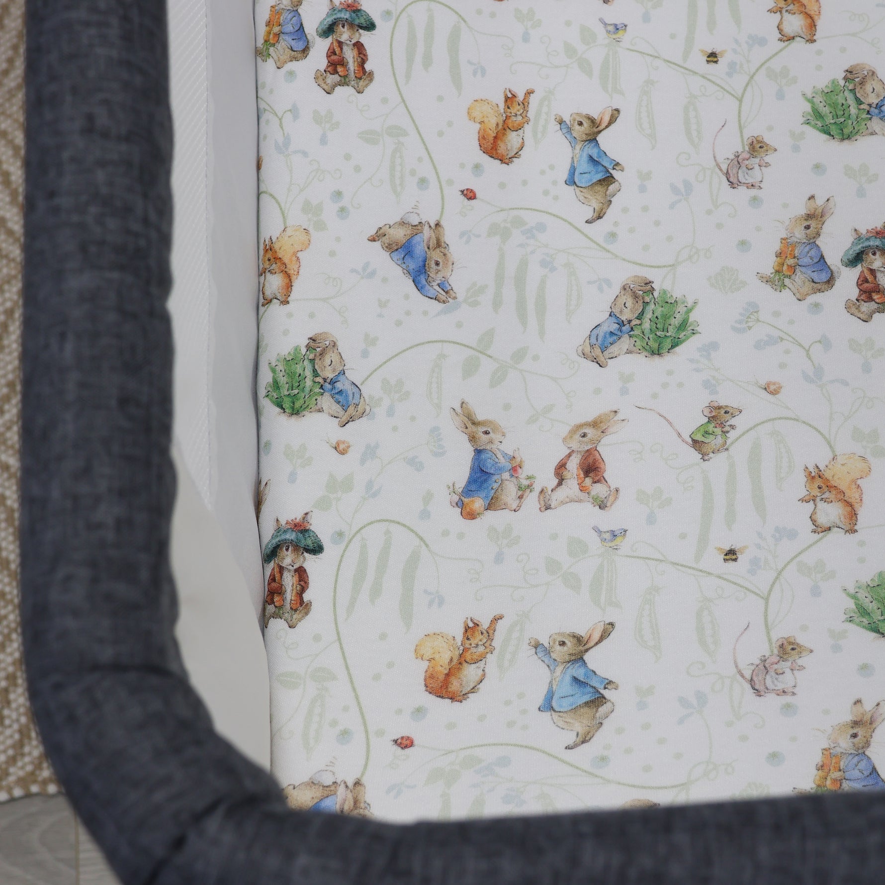 Peter Rabbit & Benjamin Bunny Co Sleeper/Bedside Sleeper Fitted Sheet - Bubba Blue Australia