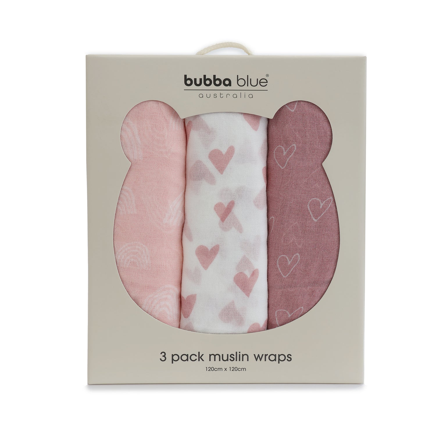Nordic 3pk Muslin Wraps Dusty Berry/Rose - Bubba Blue Australia
