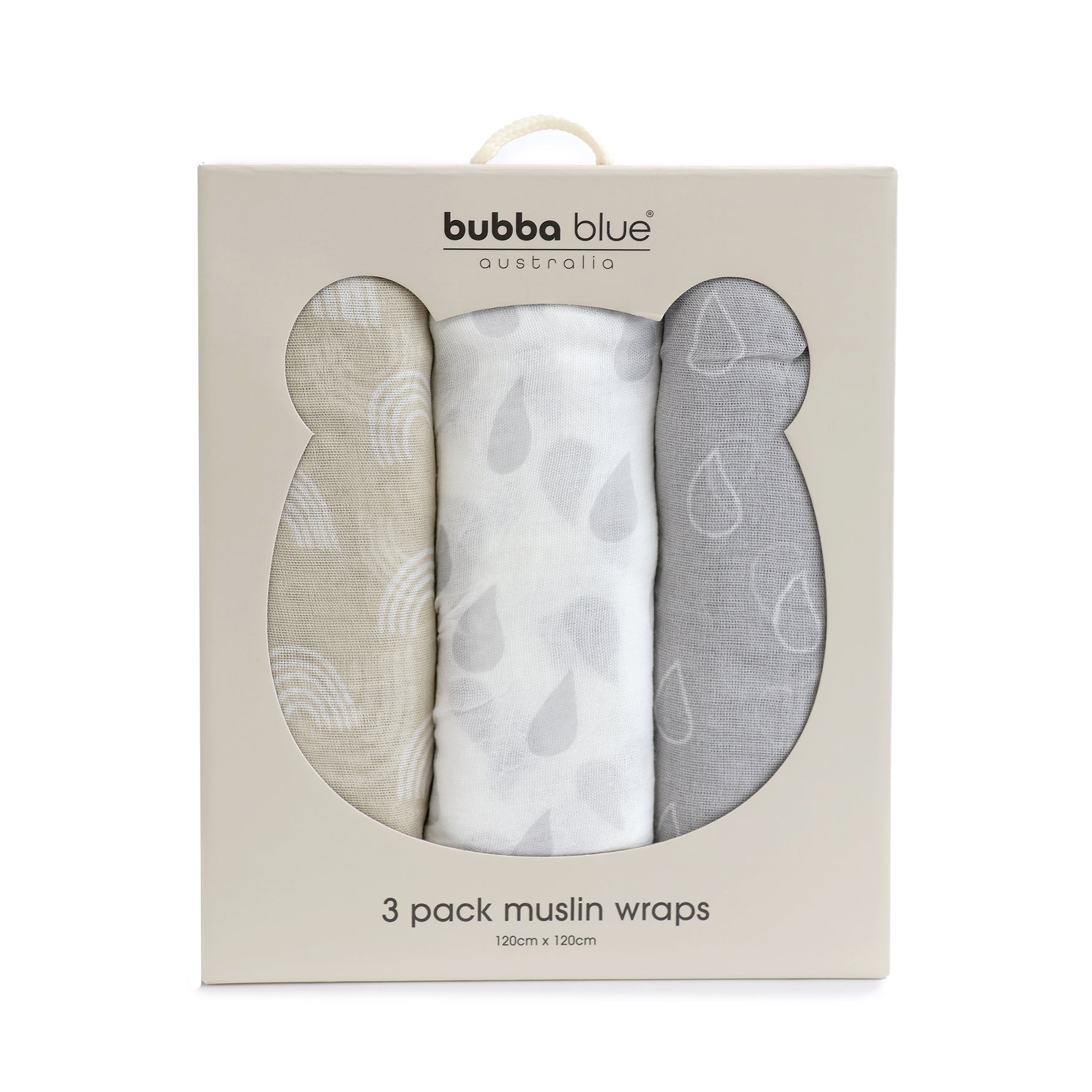 Nordic 3pk Muslin Wraps Grey/Sand - Bubba Blue Australia