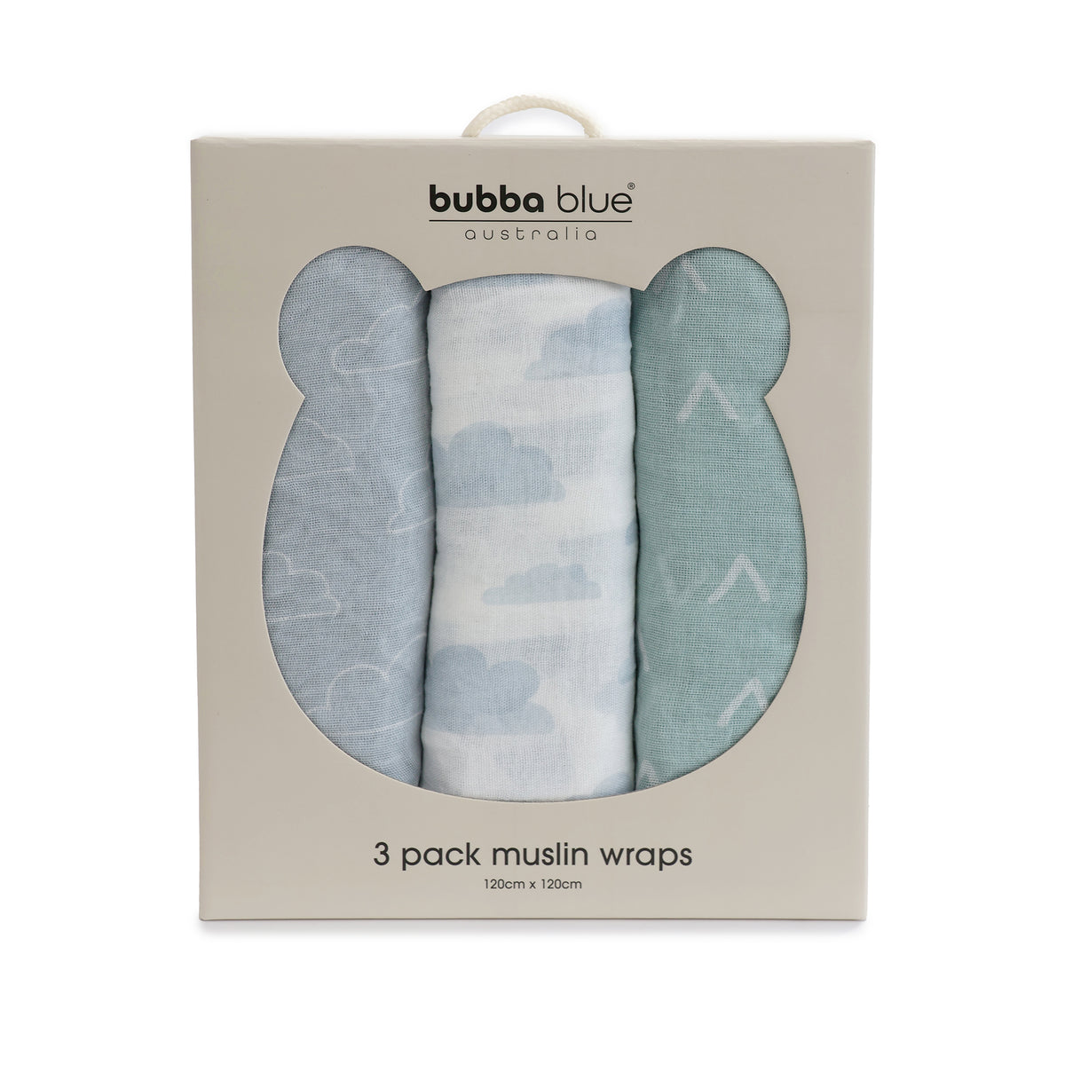 Nordic 3pk Muslin Wraps Dusty Sky/Mint - Bubba Blue Australia