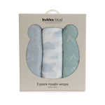 Nordic 3pk Muslin Wraps Dusty Sky/Mint - Bubba Blue Australia