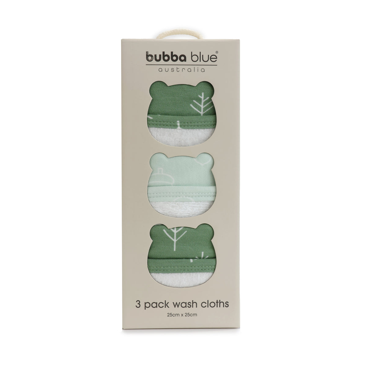 Nordic 3pk Wash Cloth Dusty Avocado/Forest - Bubba Blue Australia
