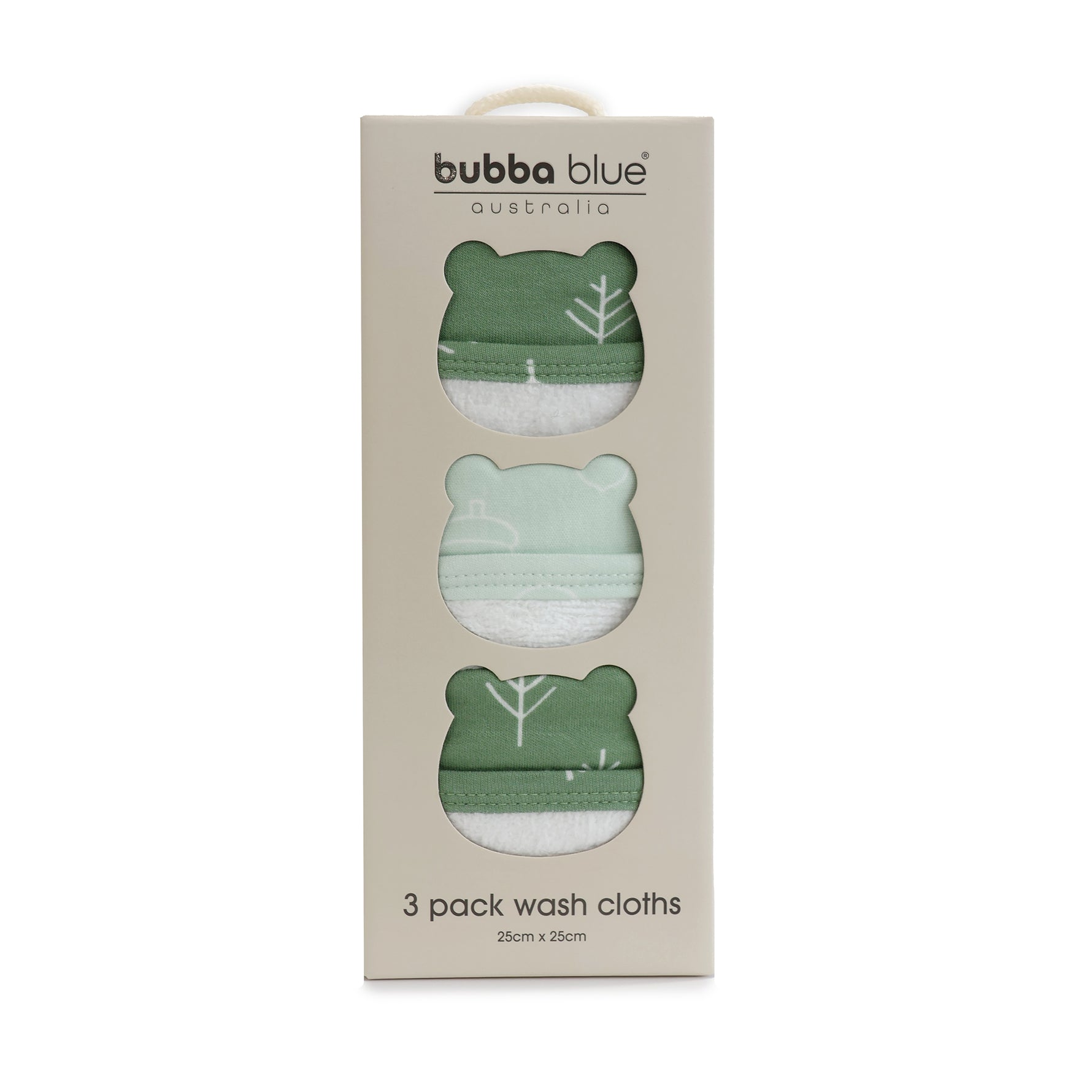 Nordic 3pk Wash Cloth Dusty Avocado/Forest - Bubba Blue Australia