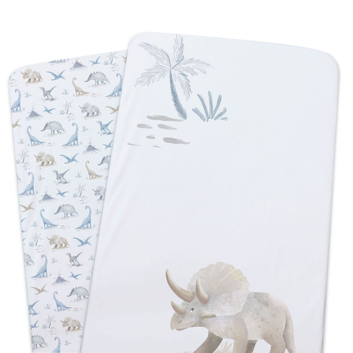 Jurassic Bamboo 2pk Jersey Co Sleeper/Bedside Sleeper Fitted Sheets - Bubba Blue Australia