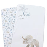 Jurassic Bamboo 2pk Jersey Co Sleeper/Bedside Sleeper Fitted Sheets - Bubba Blue Australia