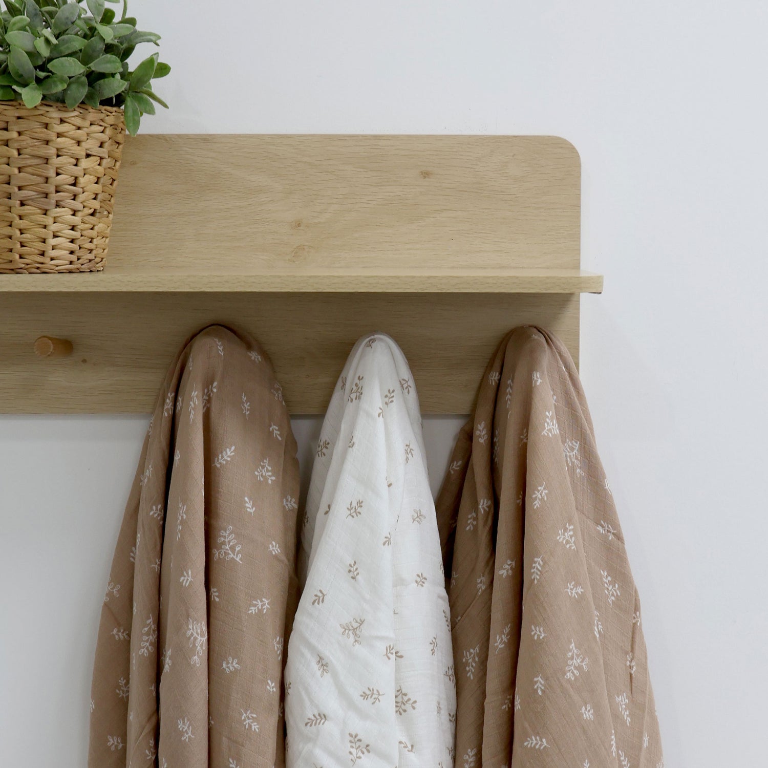 Organic Cotton 3pk Muslin Swaddle Wraps - Chestnut - Bubba Blue Australia