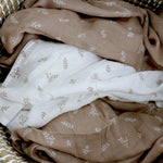 Organic Cotton 3pk Muslin Swaddle Wraps - Chestnut - Bubba Blue Australia