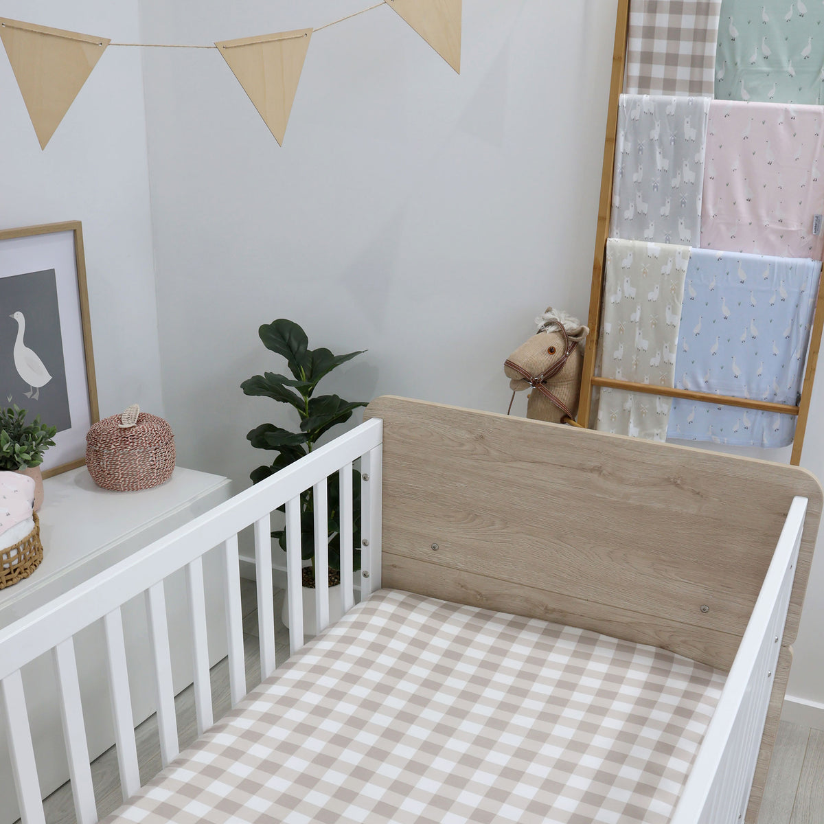 Provincial 2pk Jersey Cot Fitted Sheets - Olive/Taupe - Bubba Blue Australia