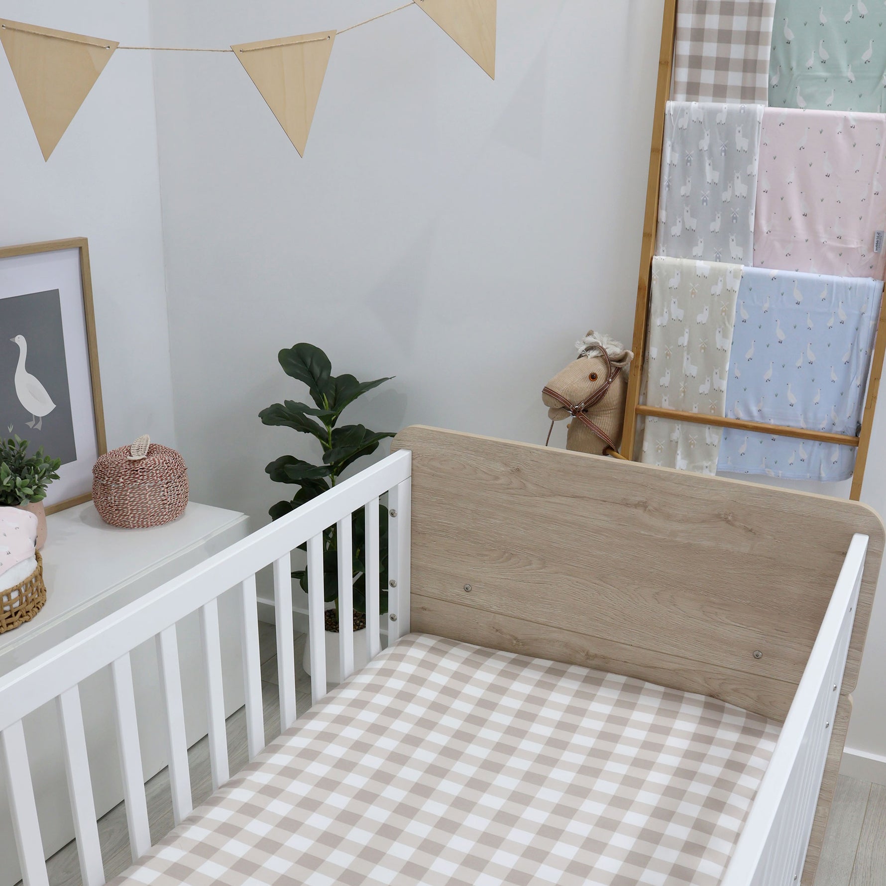 Provincial 2pk Jersey Cot Fitted Sheets - Olive/Taupe - Bubba Blue Australia