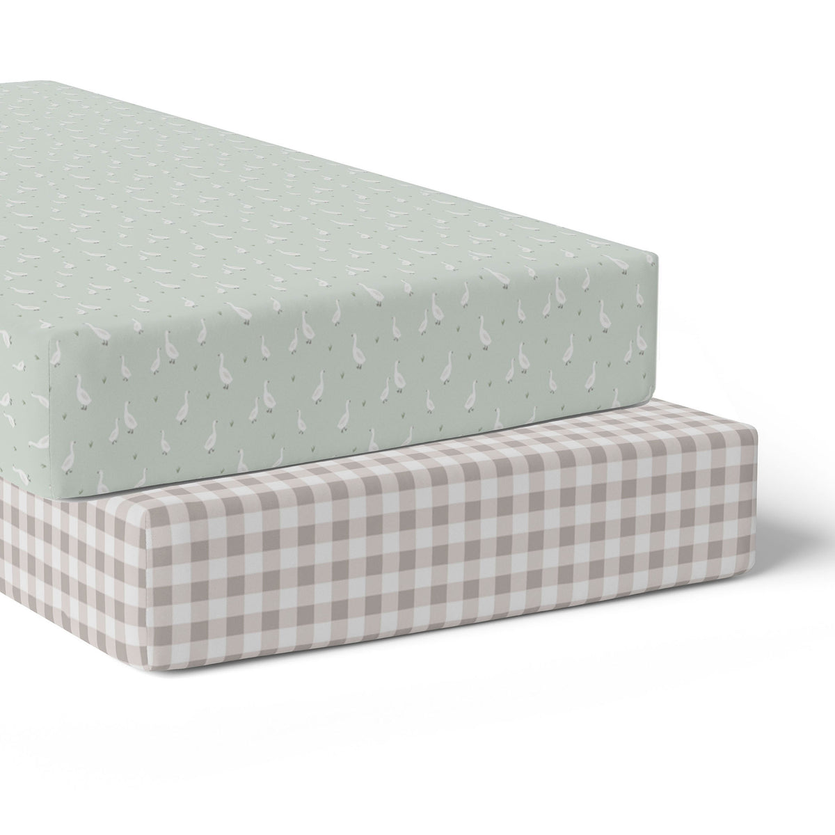 Provincial 2pk Jersey Cot Fitted Sheets - Olive/Taupe - Bubba Blue Australia
