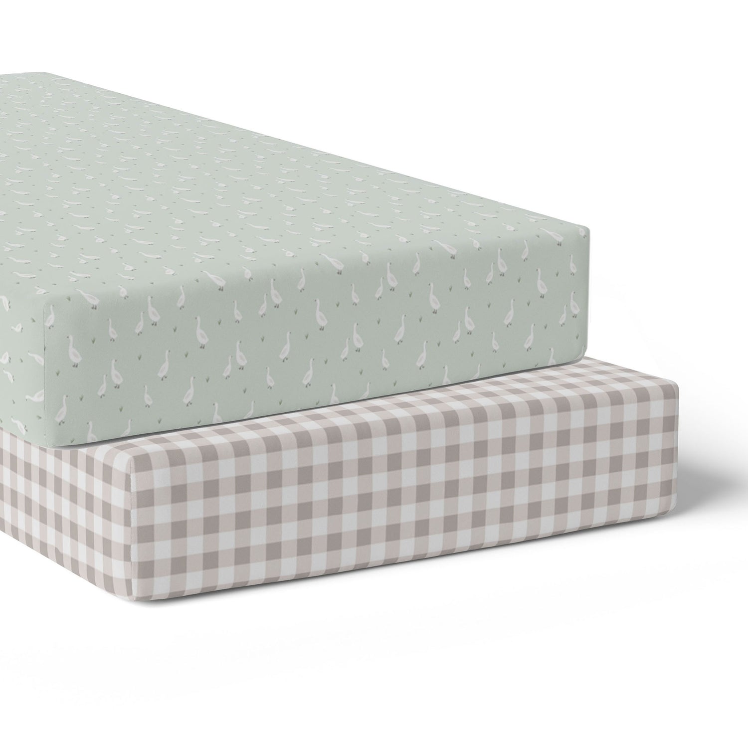 Provincial 2pk Jersey Cot Fitted Sheets - Olive/Taupe - Bubba Blue Australia