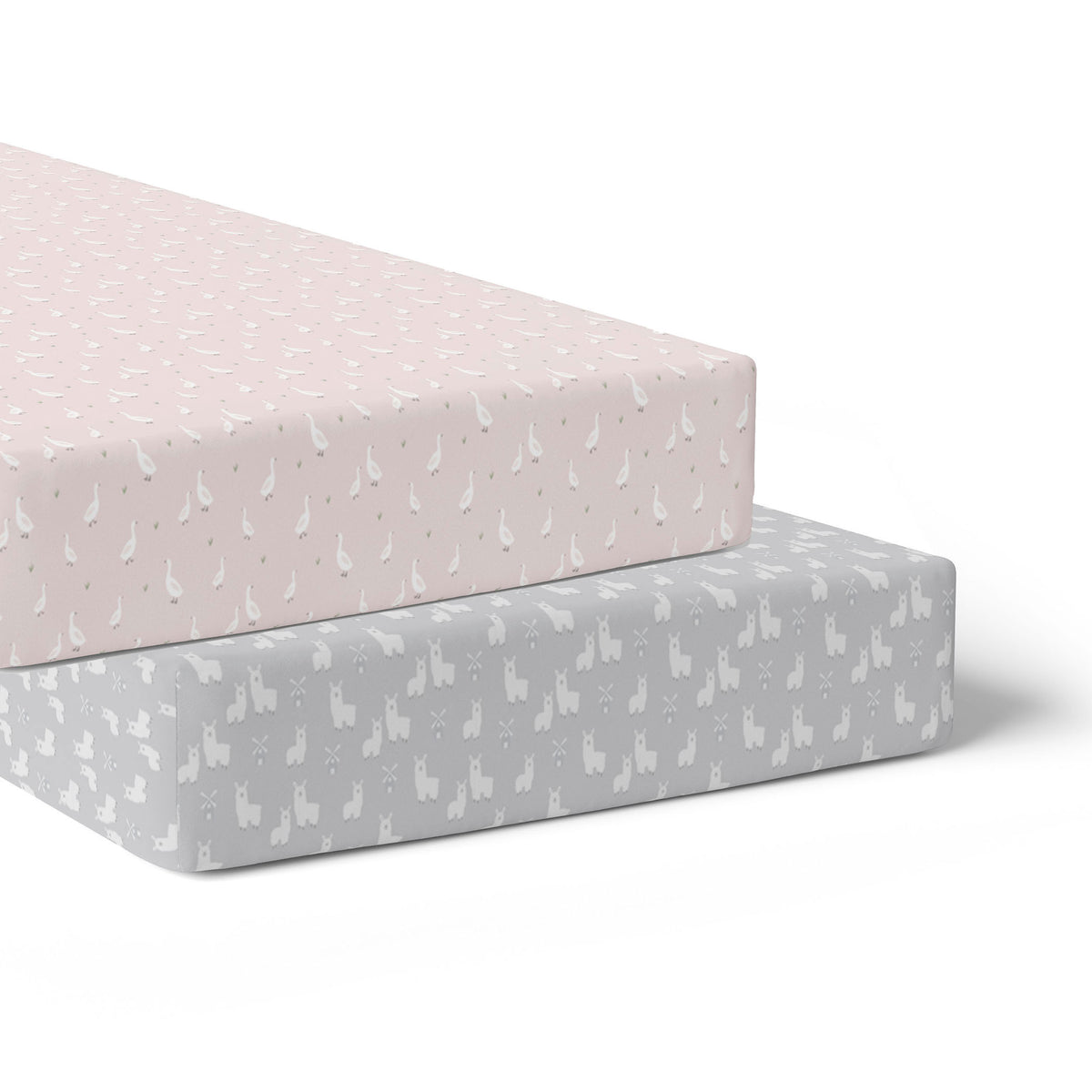 Provincial 2pk Jersey Cot Fitted Sheets - Blush/Grey - Bubba Blue Australia