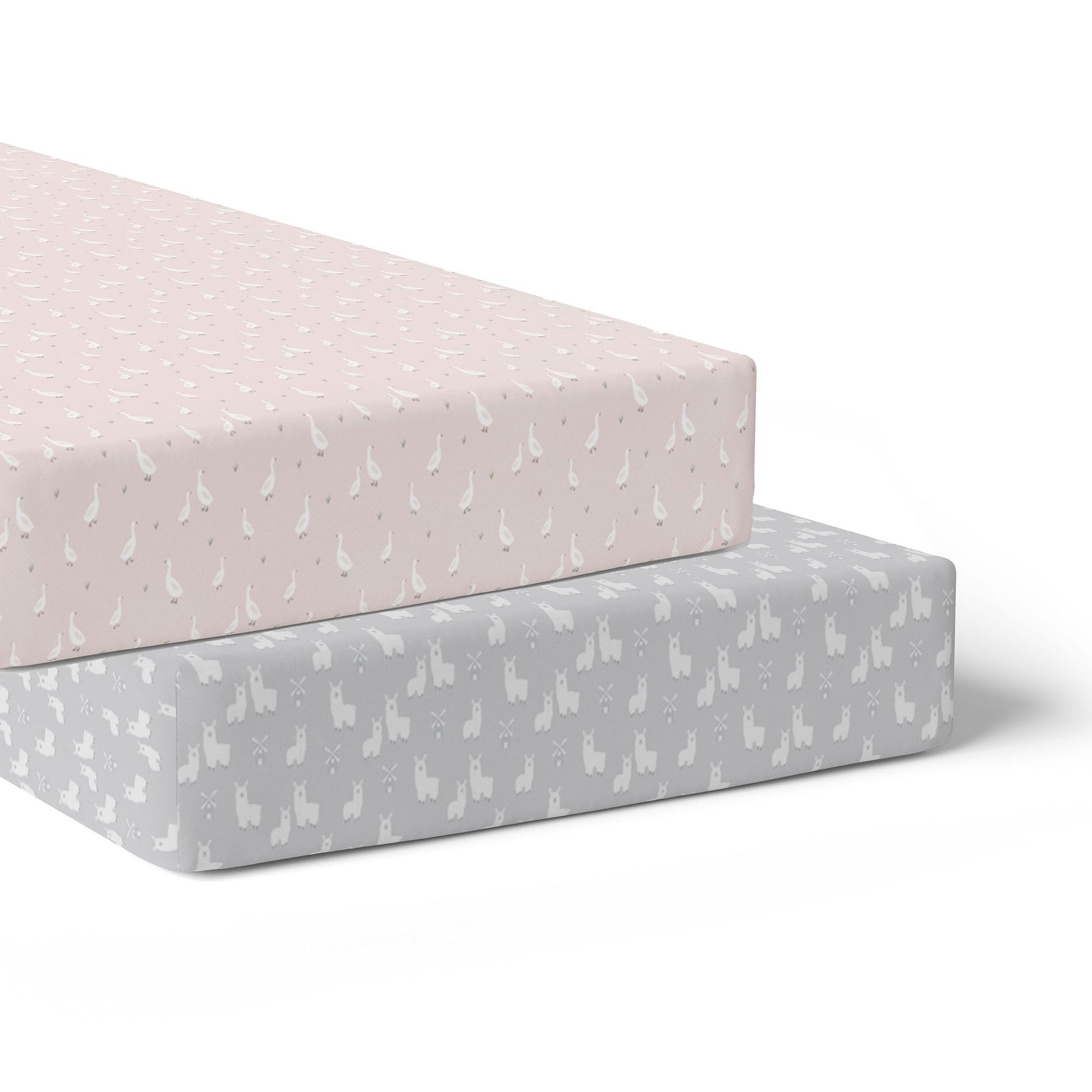 Provincial 2pk Jersey Cot Fitted Sheets - Blush/Grey - Bubba Blue Australia