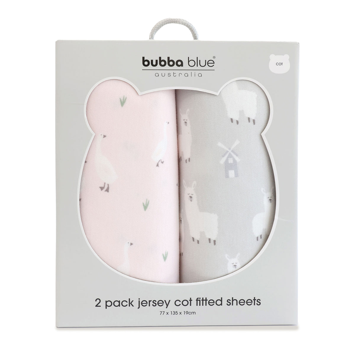 Provincial 2pk Jersey Cot Fitted Sheets - Blush/Grey - Bubba Blue Australia