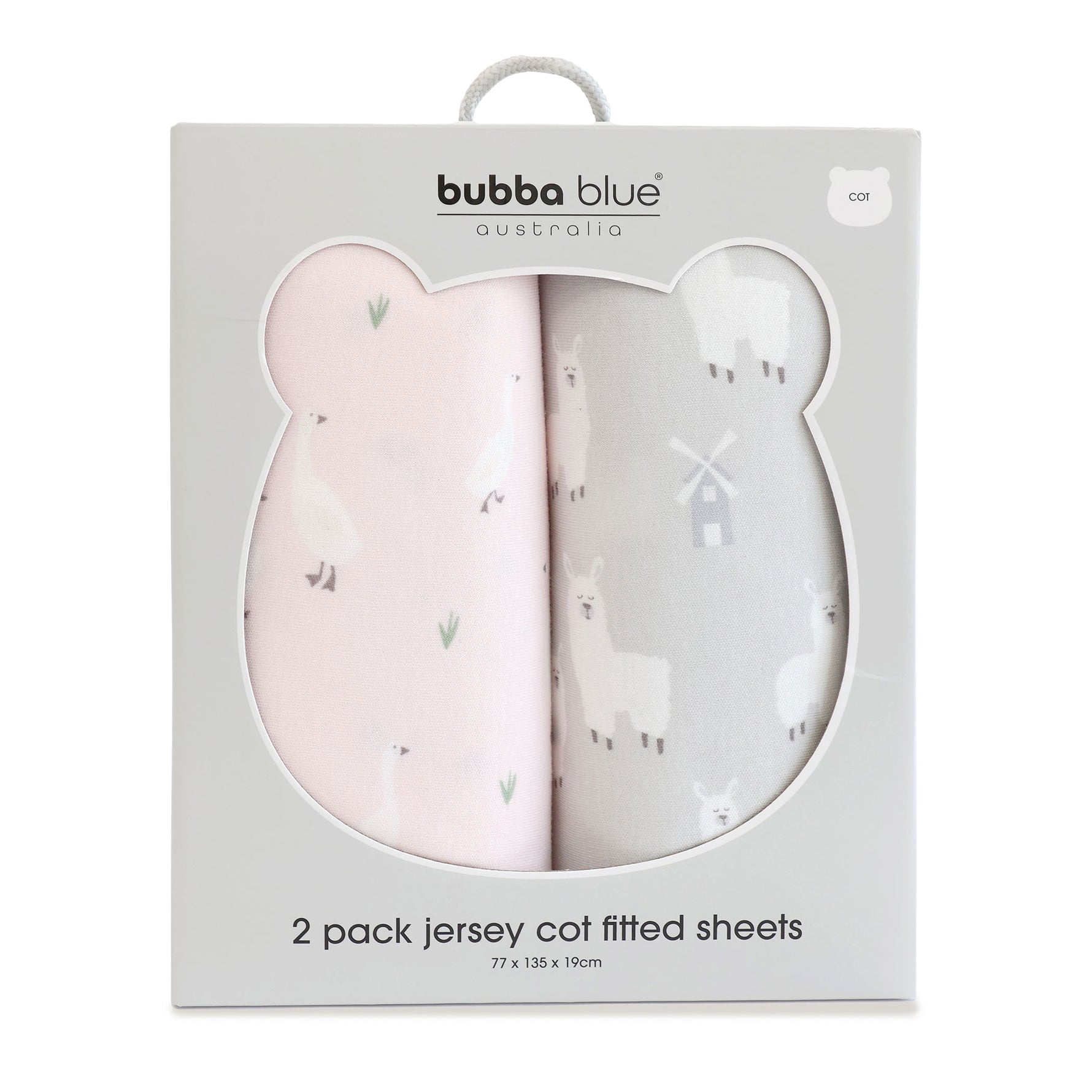 Provincial 2pk Jersey Cot Fitted Sheets - Blush/Grey - Bubba Blue Australia