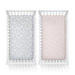 Provincial 2pk Jersey Cot Fitted Sheets - Blush/Grey - Bubba Blue Australia