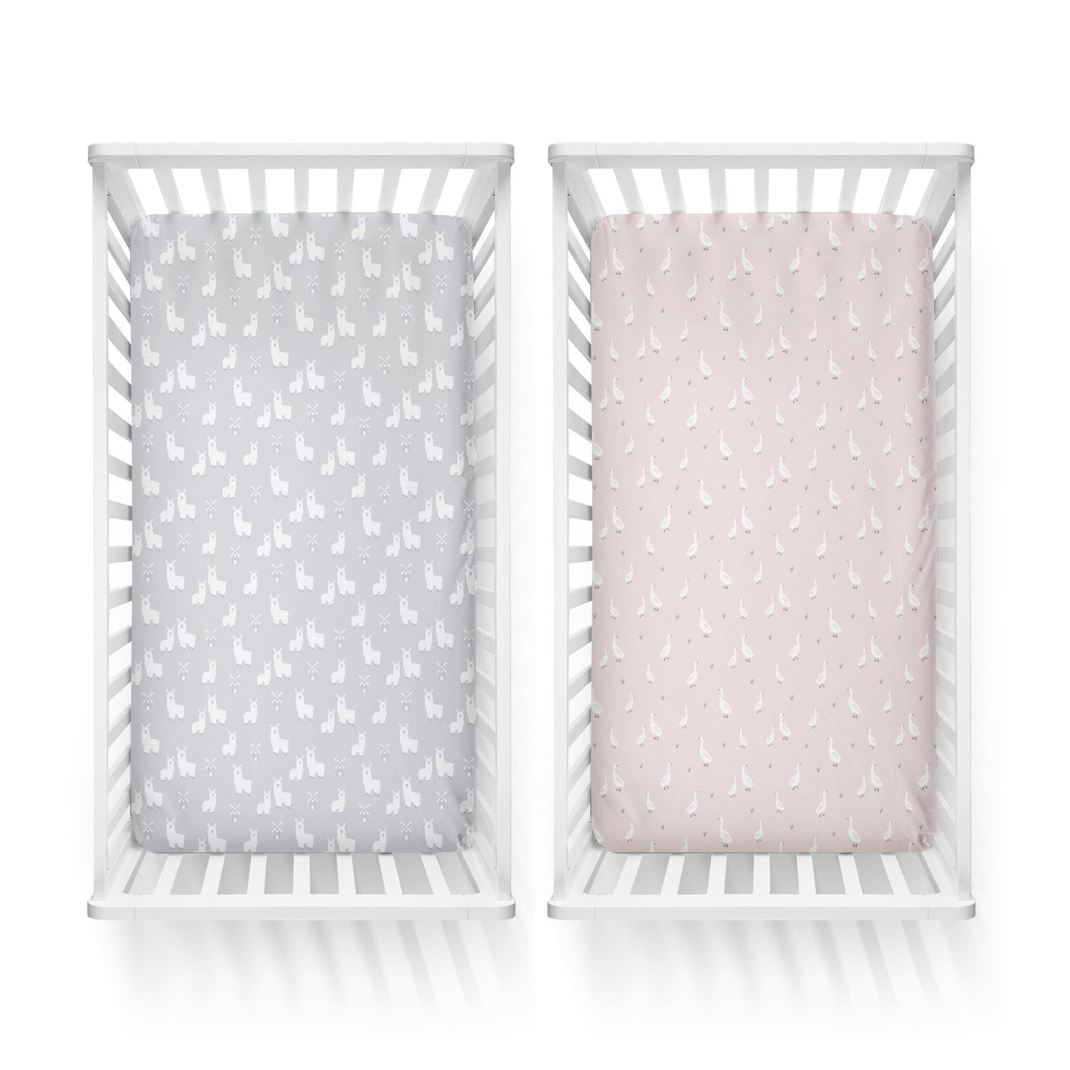 Provincial 2pk Jersey Cot Fitted Sheets - Blush/Grey - Bubba Blue Australia