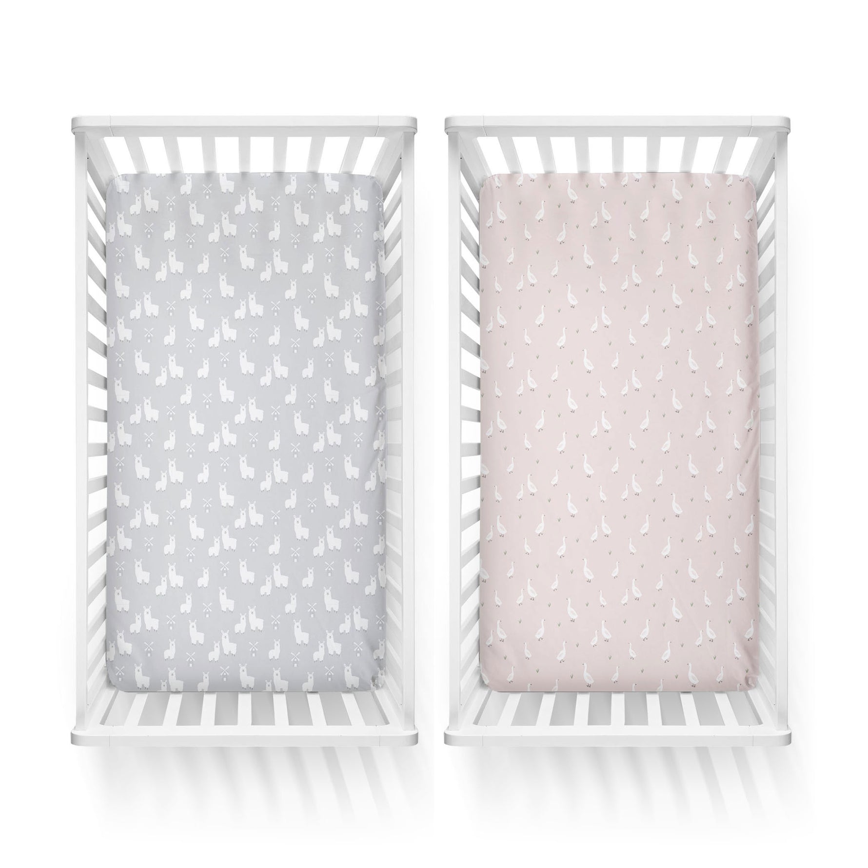 Provincial 2pk Jersey Cot Fitted Sheets - Blush/Grey - Bubba Blue Australia