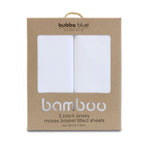 Bamboo White 2pk Moses Basket Jersey Fitted Sheets - Bubba Blue Australia