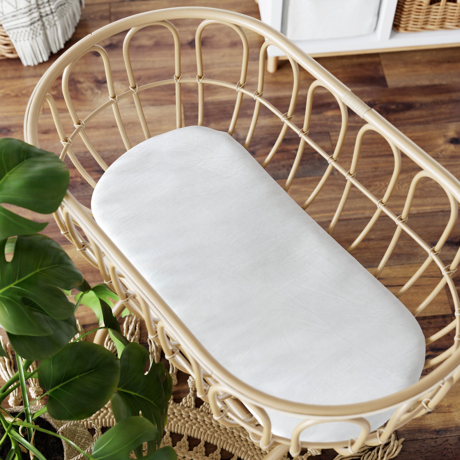 Bamboo White 2pk Moses Basket Jersey Fitted Sheets - Bubba Blue Australia