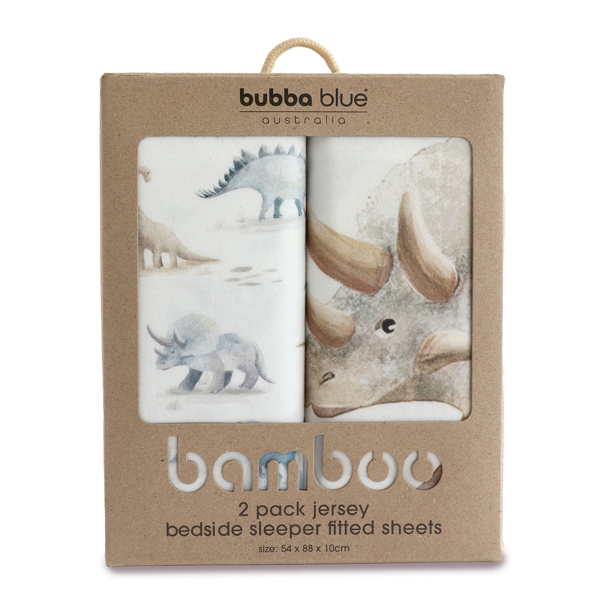 Jurassic Bamboo 2pk Jersey Co Sleeper/Bedside Sleeper Fitted Sheets - Bubba Blue Australia