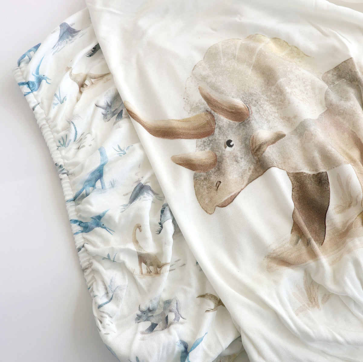 Jurassic Bamboo 2pk Jersey Co Sleeper/Bedside Sleeper Fitted Sheets - Bubba Blue Australia
