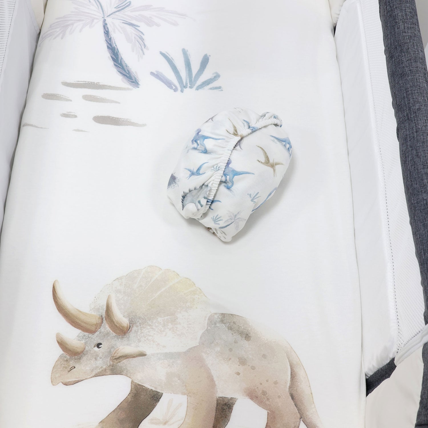 Jurassic Bamboo 2pk Jersey Co Sleeper/Bedside Sleeper Fitted Sheets - Bubba Blue Australia