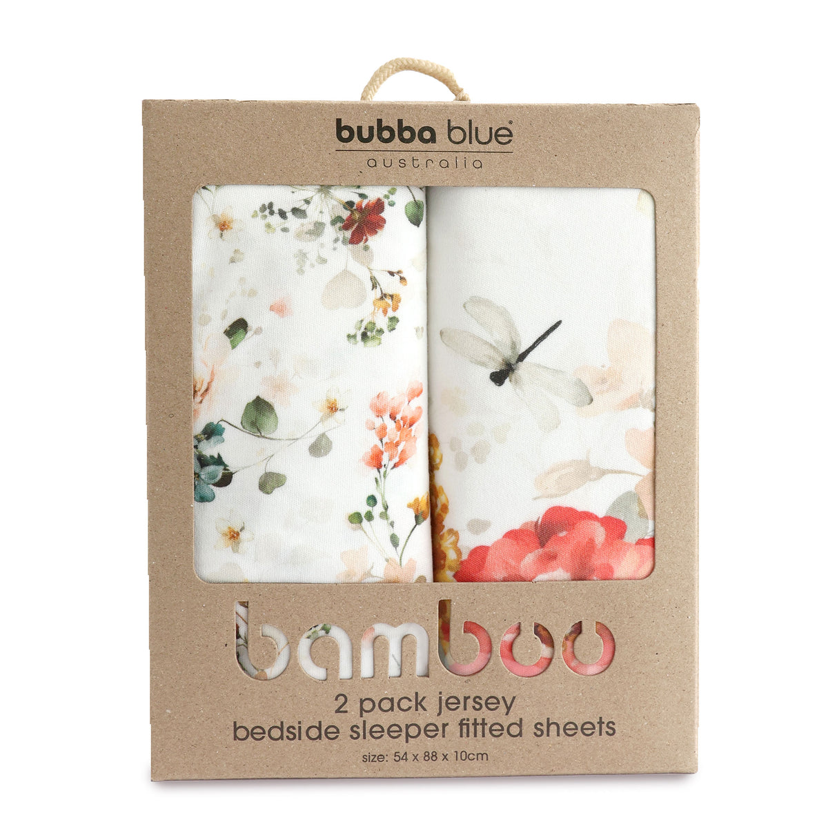Peonies Bamboo 2pk Jersey Co Sleeper/Bedside Sleeper Fitted Sheets - Bubba Blue Australia