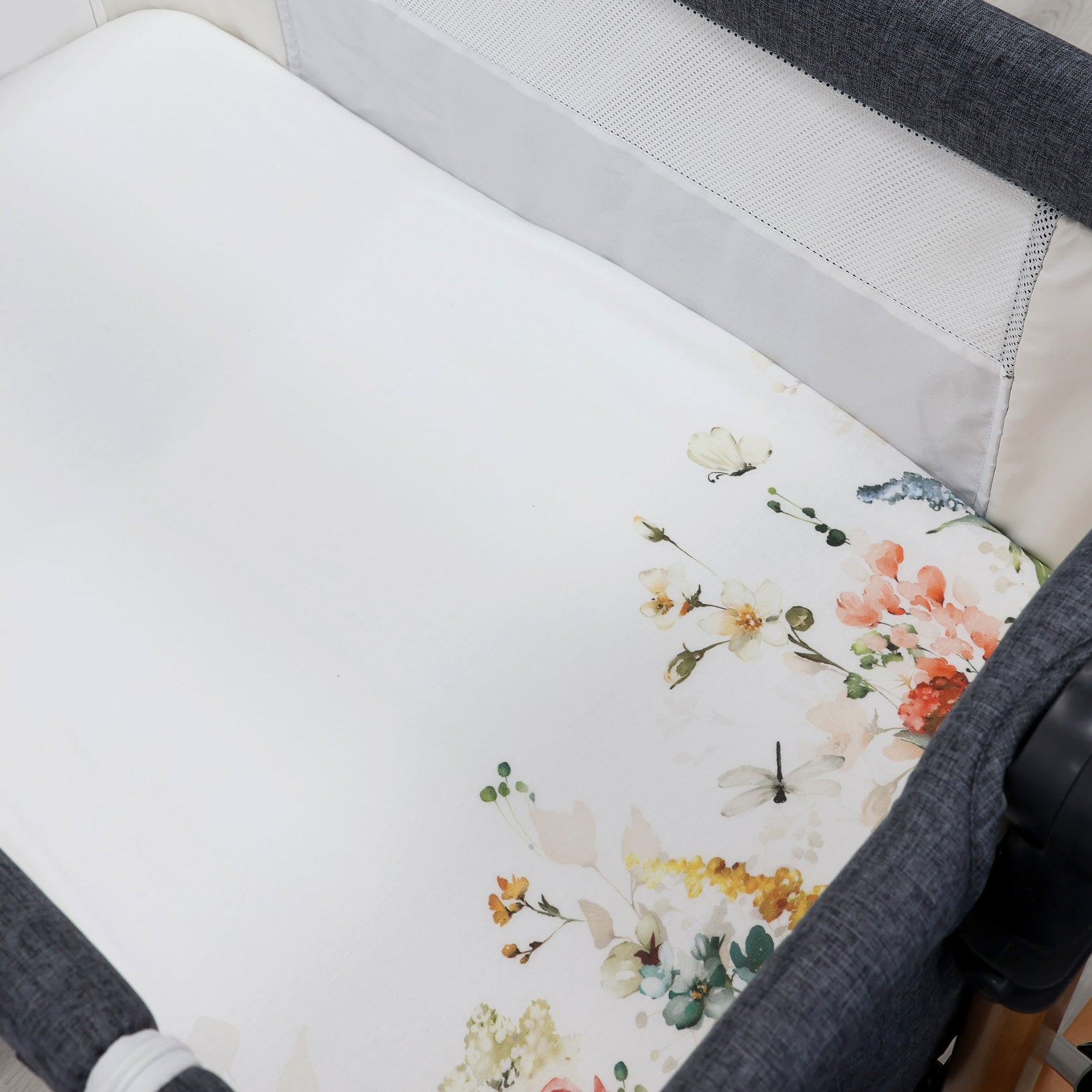 Peonies Bamboo 2pk Jersey Co Sleeper/Bedside Sleeper Fitted Sheets - Bubba Blue Australia