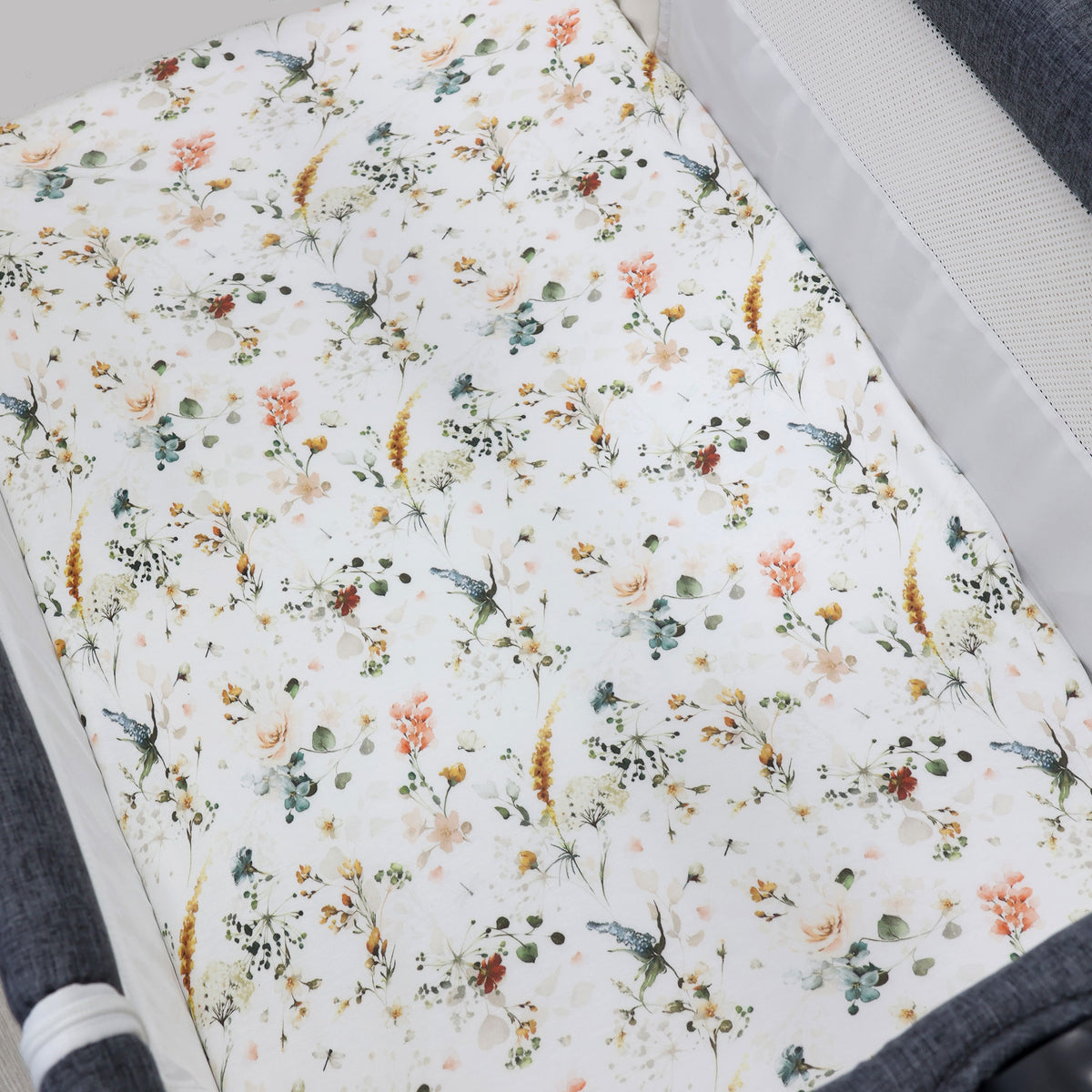 Peonies Bamboo 2pk Jersey Co Sleeper/Bedside Sleeper Fitted Sheets - Bubba Blue Australia