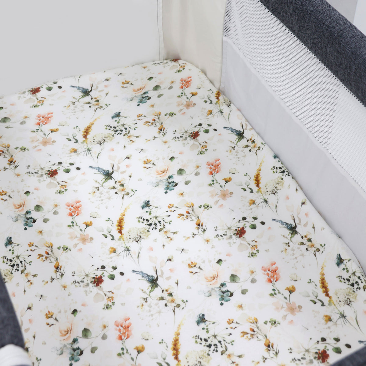 Peonies Bamboo 2pk Jersey Co Sleeper/Bedside Sleeper Fitted Sheets - Bubba Blue Australia