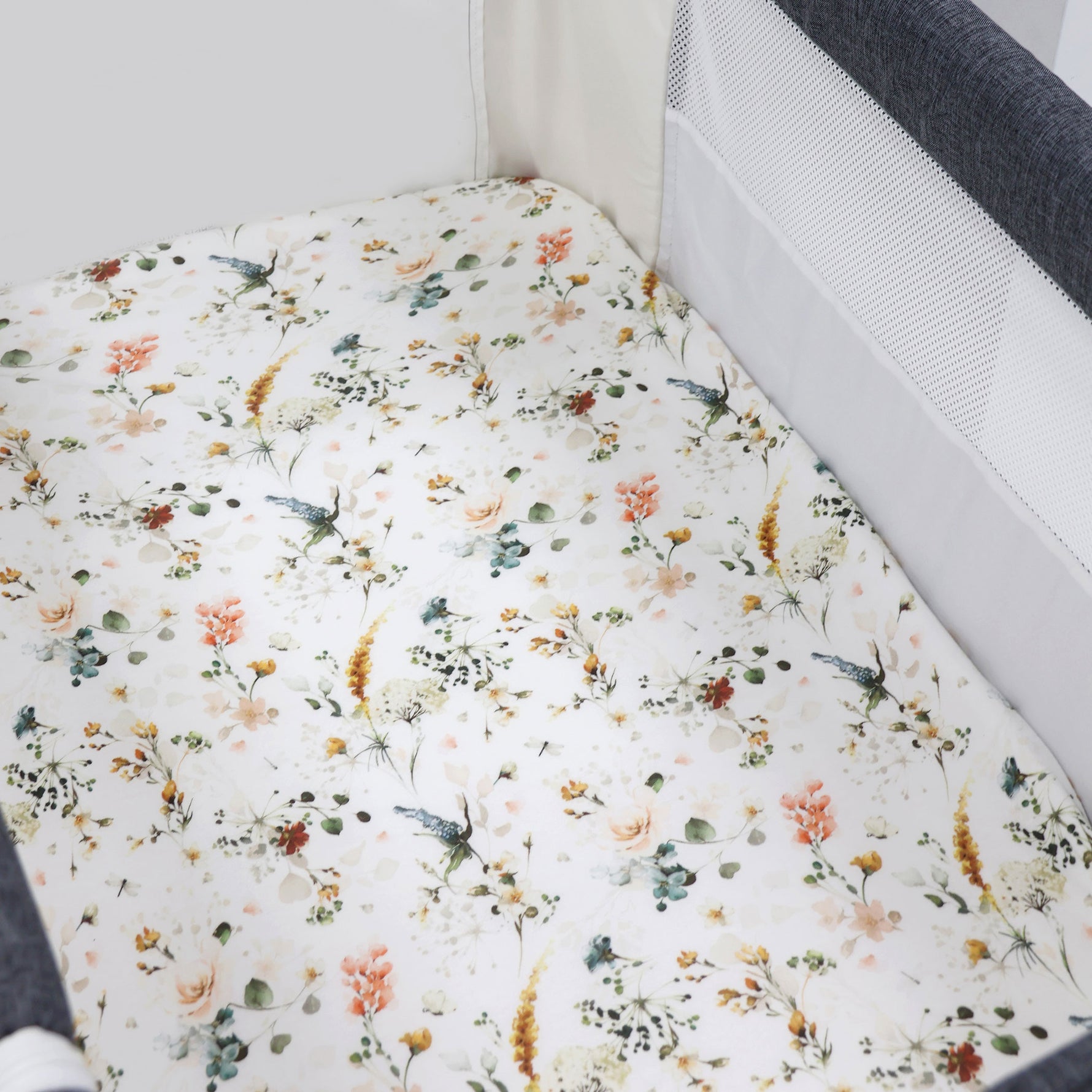 Peonies Bamboo 2pk Jersey Co Sleeper/Bedside Sleeper Fitted Sheets - Bubba Blue Australia
