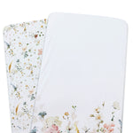 Peonies Bamboo 2pk Jersey Co Sleeper/Bedside Sleeper Fitted Sheets - Bubba Blue Australia