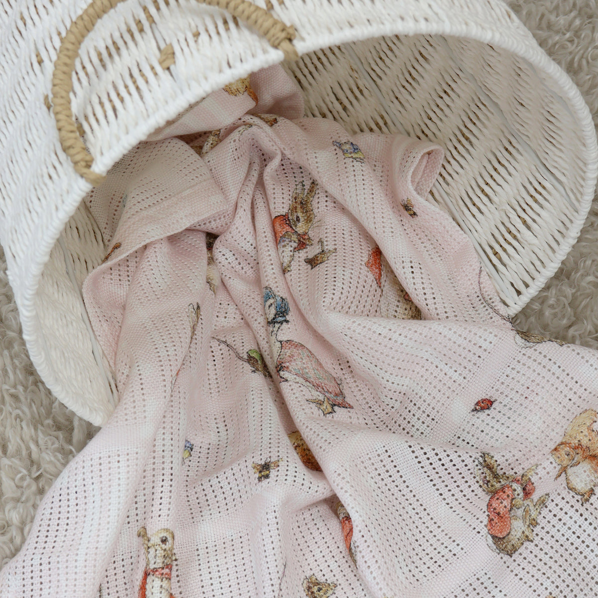 Flopsy Mopsy & Cottontail Cellular Blanket - Bubba Blue Australia