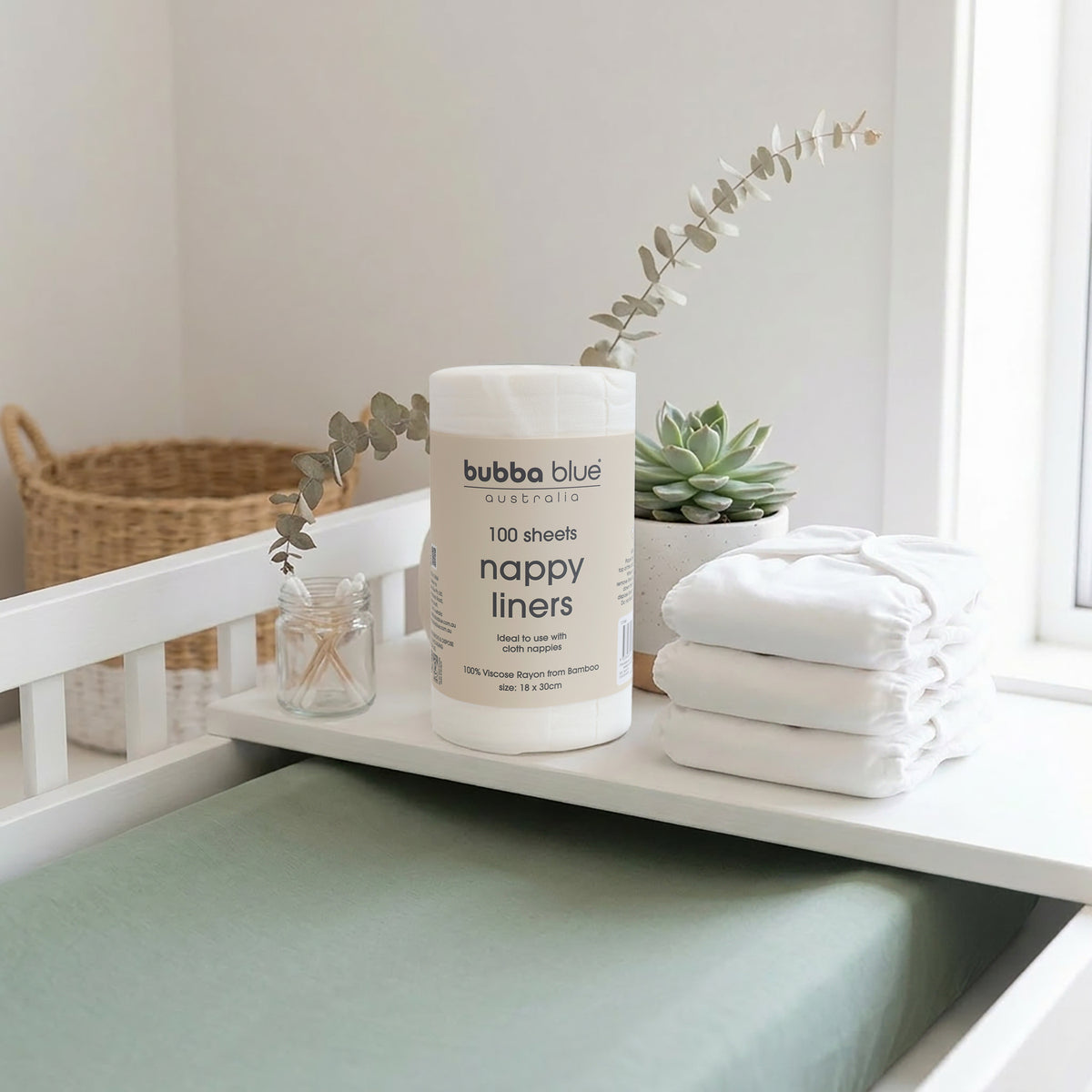 Bamboo White 100 sheets Bamboo Nappy Liners - Bubba Blue Australia