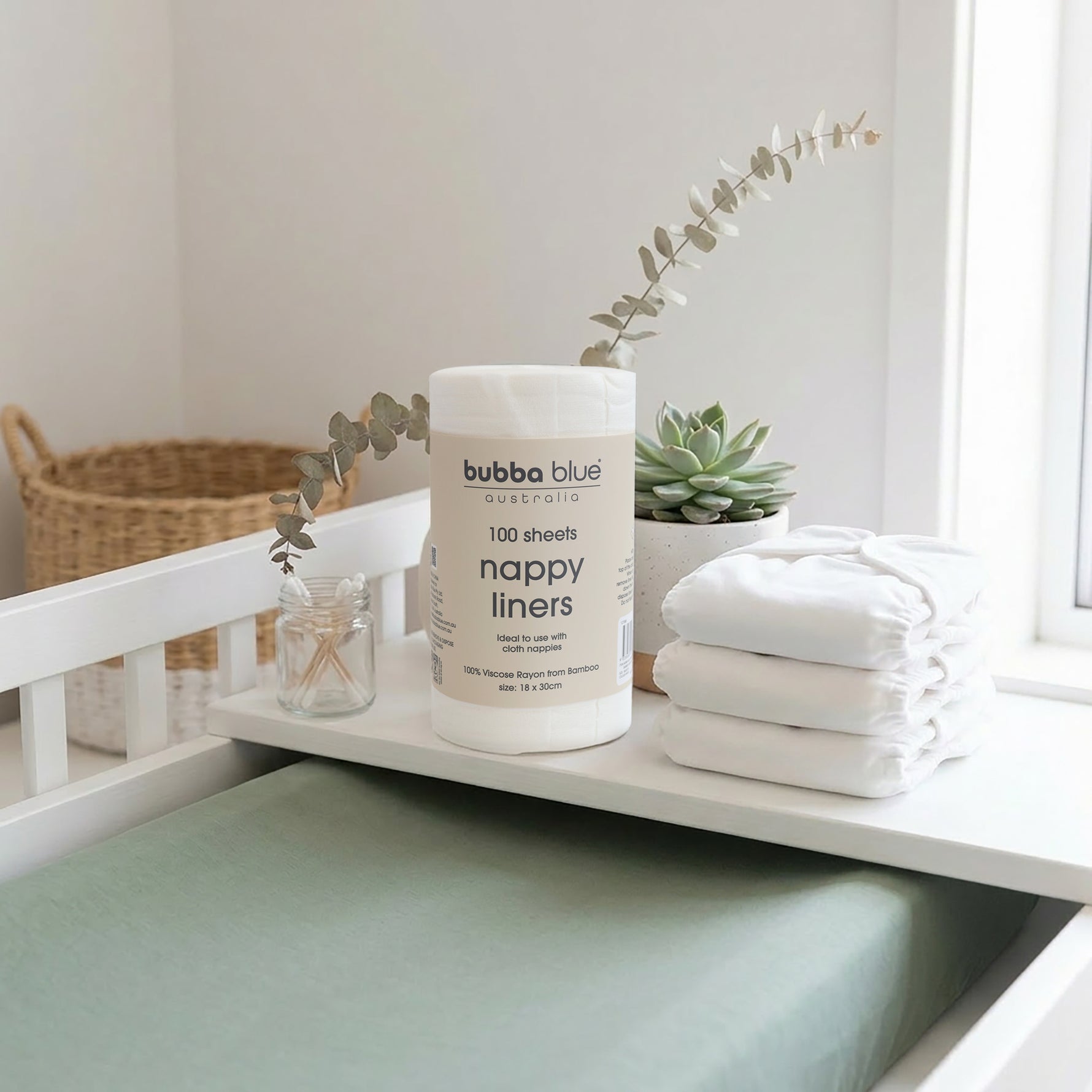Bamboo White 100 sheets Bamboo Nappy Liners - Bubba Blue Australia
